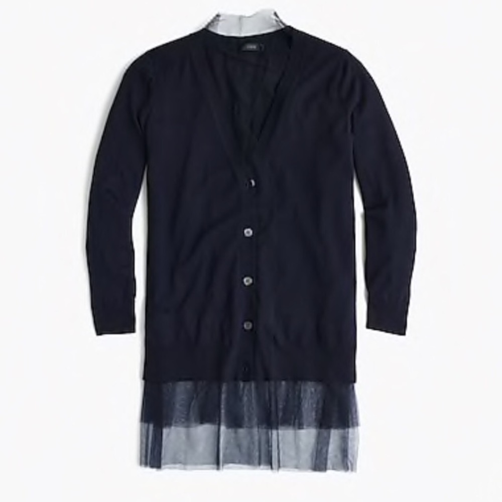 JCREW CARDIGAN w/TULLE TRIM  SZ  XSMALL - Picture 4 of 7